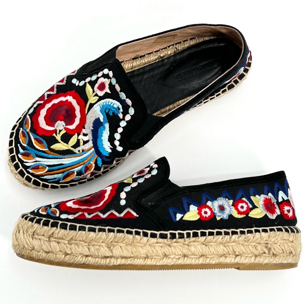 Johnny Was Isaac Embroidered Peacock Espadrilles 38